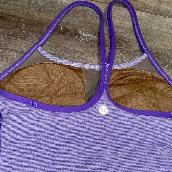 Lululemon Athletica power Y tank top Size 4 purple pin stripes - Picture 3 of 7